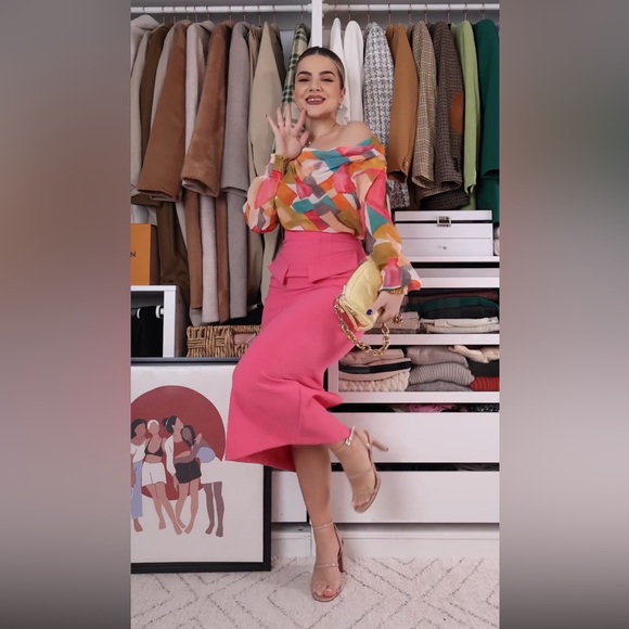 ZARA printed draped neckline blouse - Picture 4 of 4